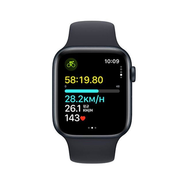 애플워치 SE2 44mm, GPS + Cellular (미드나이트 알루미늄, 미드나이트 스포츠밴드, M/L) - [MRH83KH/A]