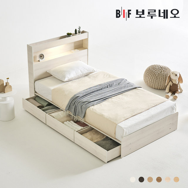루나Po LED 3서랍 수납 침대 독립유로탑매트리스 세트 SS