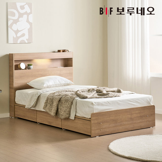 루나Po LED 3서랍 수납 침대 프레임 SS