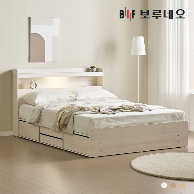 리즈Po LED 4서랍 수납 침대 프레임 Q