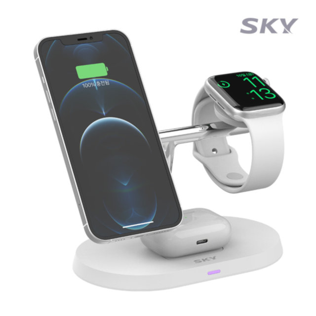 스카이 필 3in1 맥세이프 고속 무선 충전기 W54 아이폰 애플워치 거치대