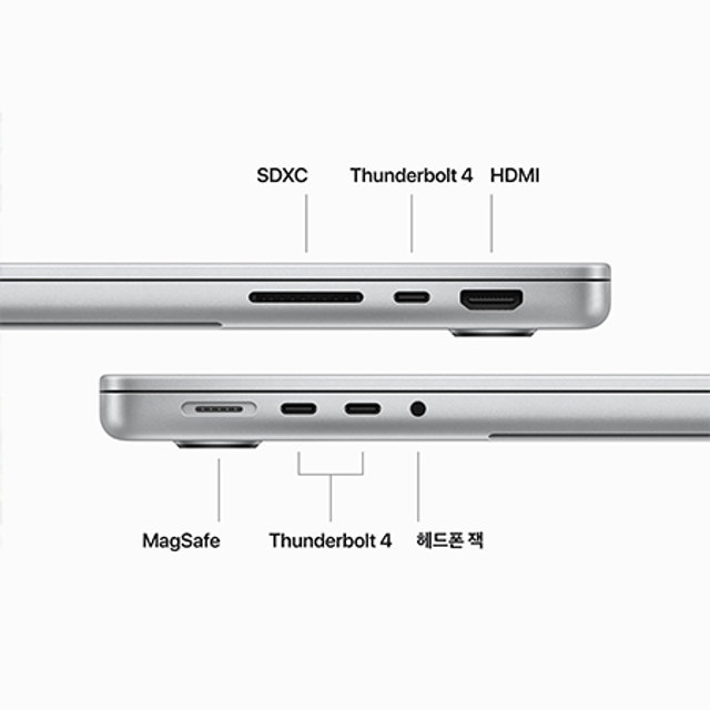 맥북프로 14 M3 Pro, 11코어 CPU, 14코어 GPU, 18GB RAM, 512GB SSD - 실버 [MRX63KH/A]