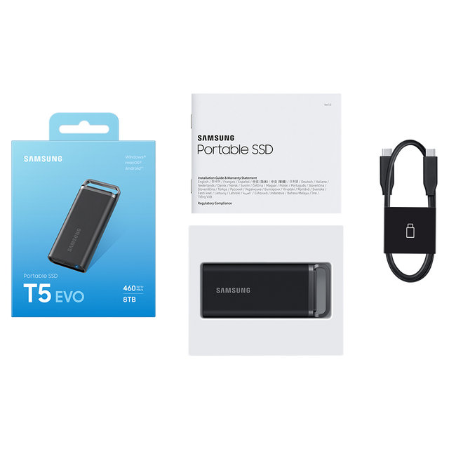 삼성전자 삼성 포터블 외장SSD T5 EVO 8TB 외장하드 8테라 USB3.2 Gen.1 MU-PH8T0S/WW 공식인증 (정품)