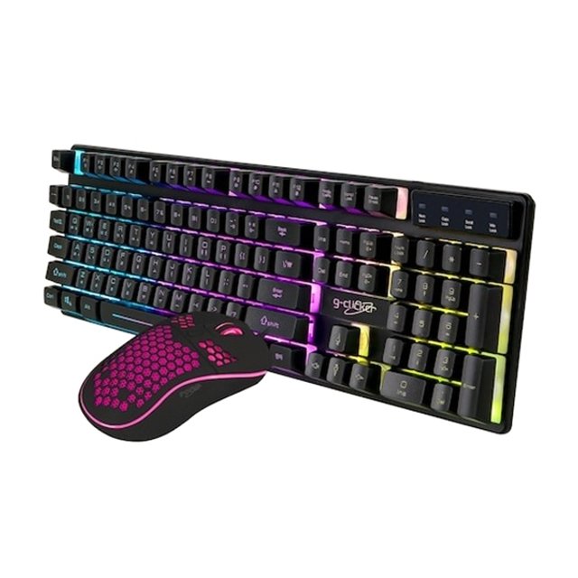 지클릭커 슈퍼 히어로 RGB 게이밍 키보드 마우스 세트 블랙