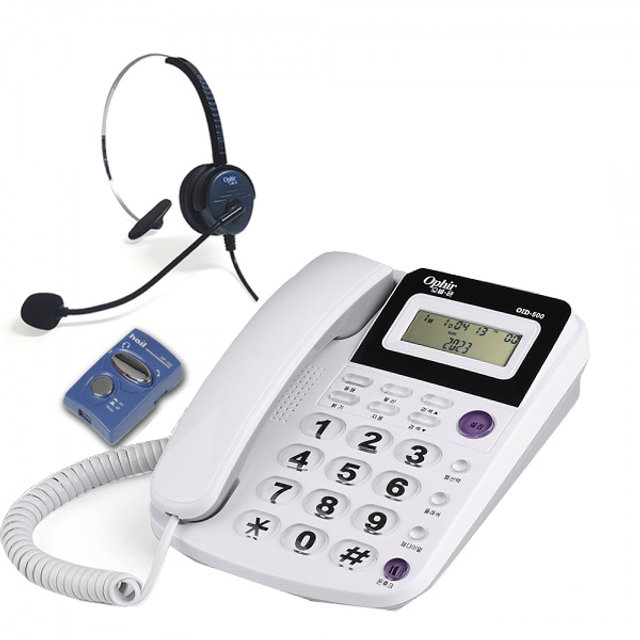 오빌 상담원 유선전화기 OID-500 화이트 + 오빌헤드셋전환기 HP-103 [세트상품]