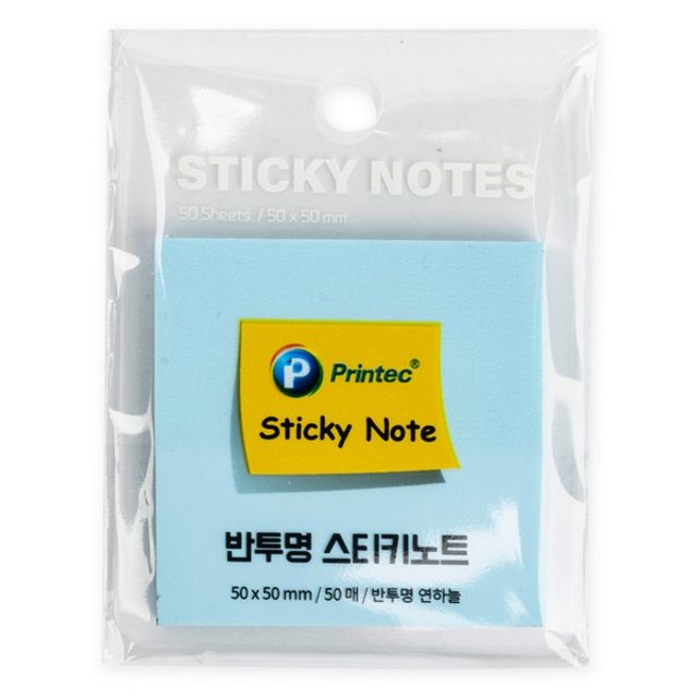 프린텍 반투명 스티키노트CL5050S 연하늘 50매 50x50