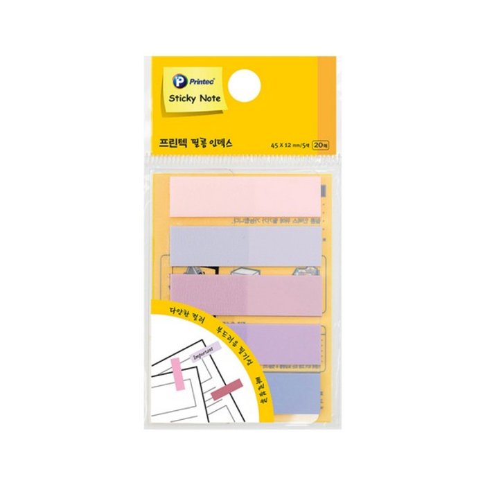 오피스넥스 프린텍 필름 인덱스 스티키 핑크파스텔 FI4512-5P