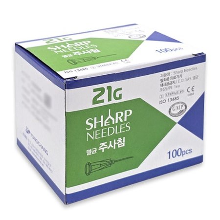 롯데하이마트 | 용창 일회용 멸균 주사침 21g x 31mm 100개입 주사바늘 침 니들