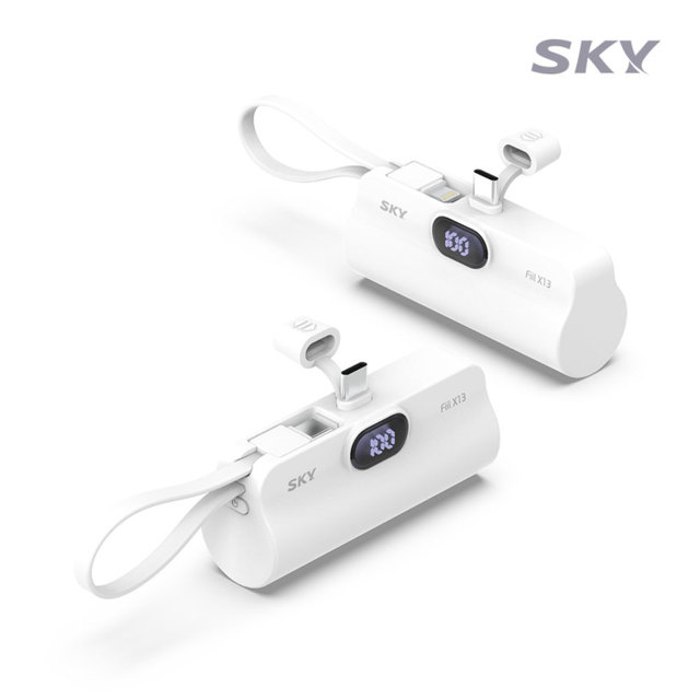스카이 필 2in1 LED 도킹형 일체형 미니 보조배터리 5000mAh X13 C타입 8핀 갤럭시 아이폰