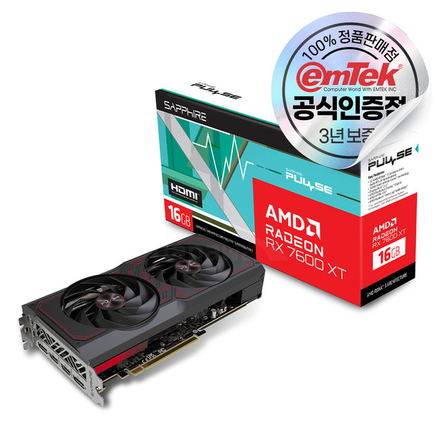 SAPPHIRE 라데온 RX 7600 XT PULSE OC D6 16GB [오늘출발/안전포장]