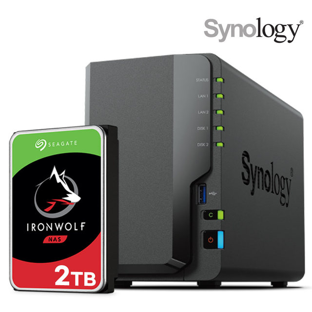 시놀로지 나스 DS224+2Bay NAS 아이언울프 2TBX1EA 하드디스크 합본