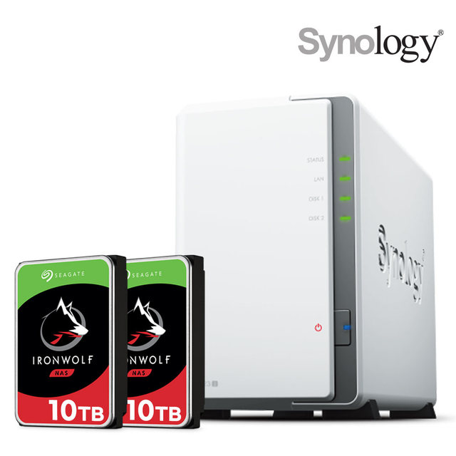 시놀로지 나스 DS223j 2Bay NAS 아이언울프 10TBX2EA 하드디스크 합본