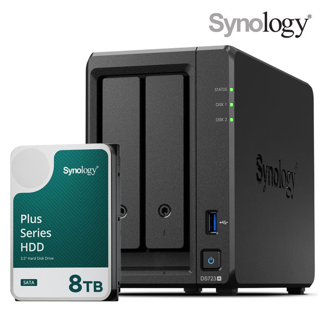 시놀로지 나스 DS723+ 2Bay NAS HAT3310 8TBX1 하드디스크 합본