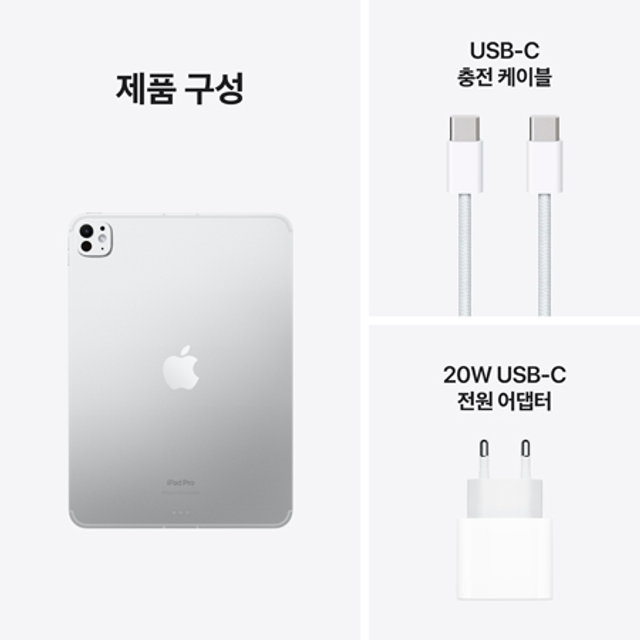  아이패드 프로 11 M4 Wi-Fi + Cellular 1TB 스탠다드 글래스 - 실버 [MVW63KH/A]