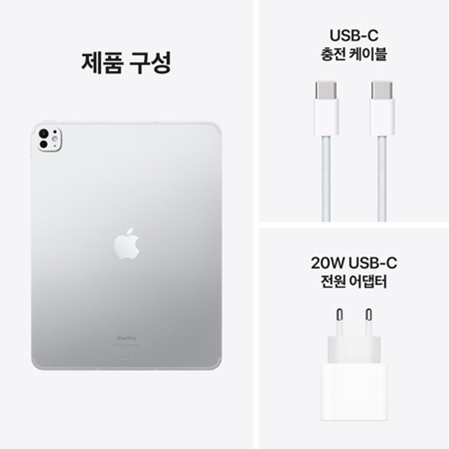  아이패드 프로 13 M4 Wi-Fi + Cellular 512GB 스탠다드 글래스 - 실버 [MVXV3KH/A]