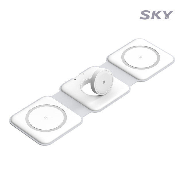 [임직원특가] 스카이 필 맥세이프 3in1 접이식 고속 무선 충전기+링 스티커 W26