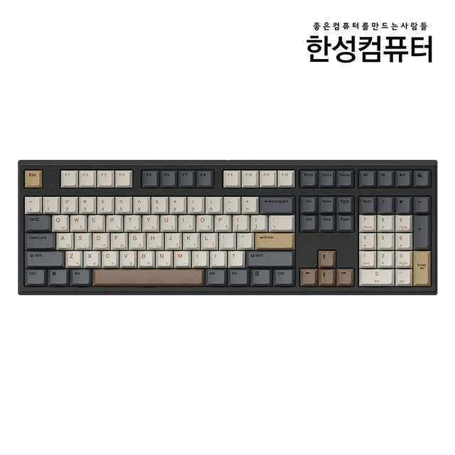 한성컴퓨터 GK787SE OfficeMaster 기계식 뽀송 [모카 코코아 38g] 풀배열 저소음 윤활 사무용 키보드