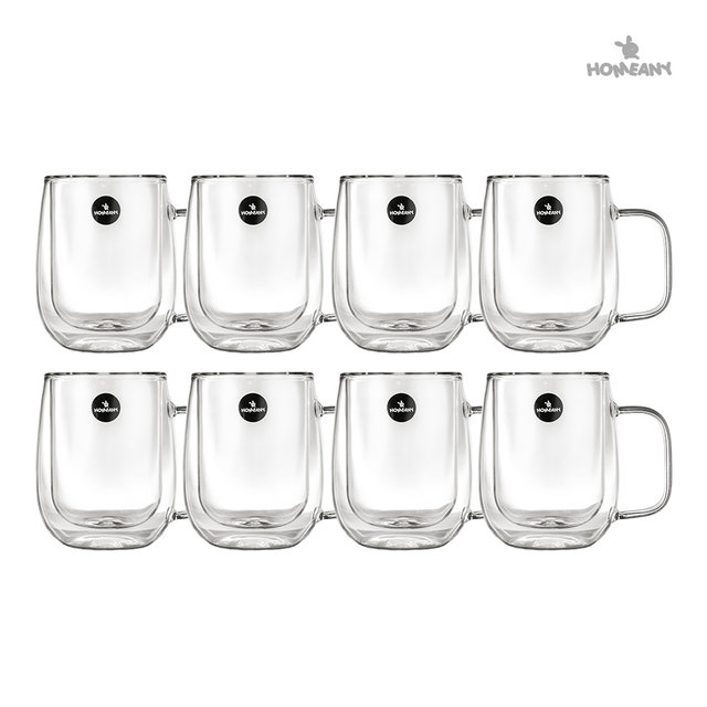 홈애니 돌체 이중 내열 유리컵 300ml 8개 세트