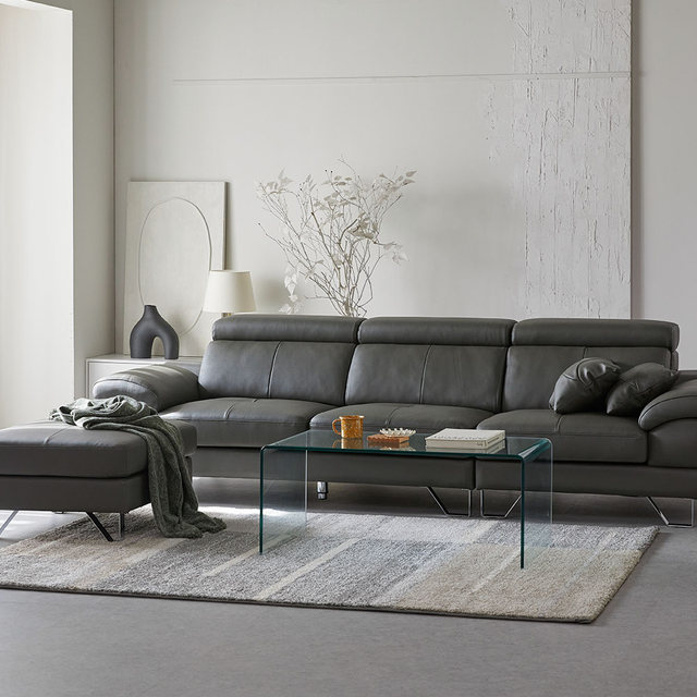 [비밀특가] 베스테 천연면피 가죽 4인 소파+스툴