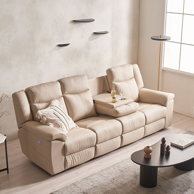 [결제시5%추가][비밀특가] 코모아 가죽 3인용 전동 리클라이너 소파 컵홀더형