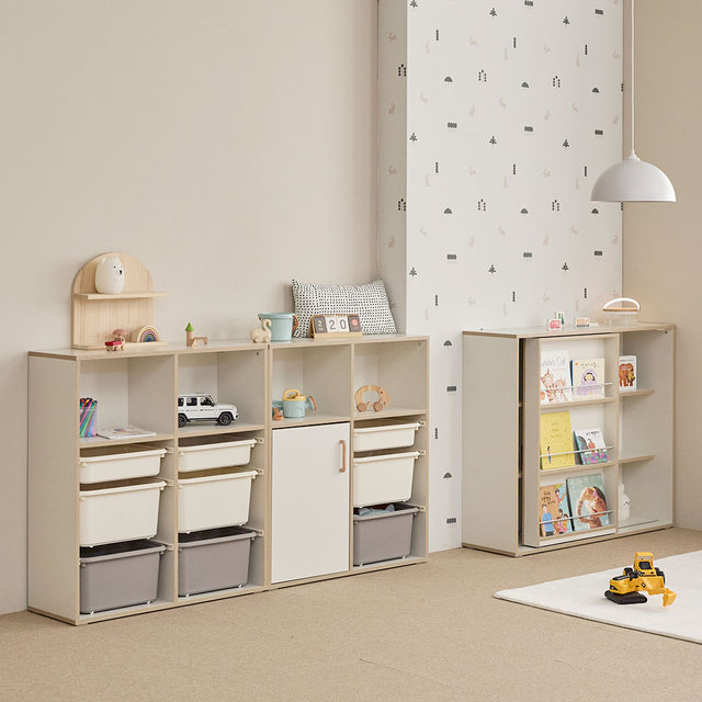 [비밀특가] 뉴피터 950폭 4단 장남감정리함 수납교구장 + 원목발