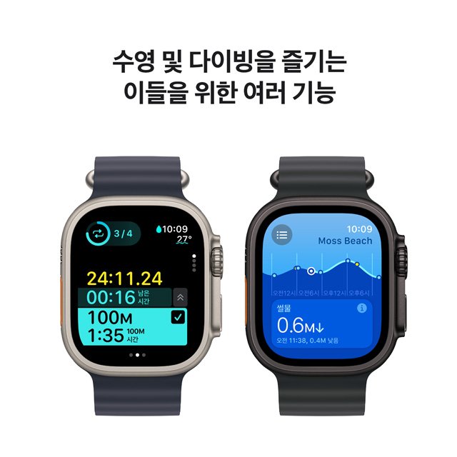 애플워치 울트라2 49mm, GPS+Cellular (블랙 티타늄, 블랙 티타늄 밀레니즈루프, M)-[MX5U3KH/A]