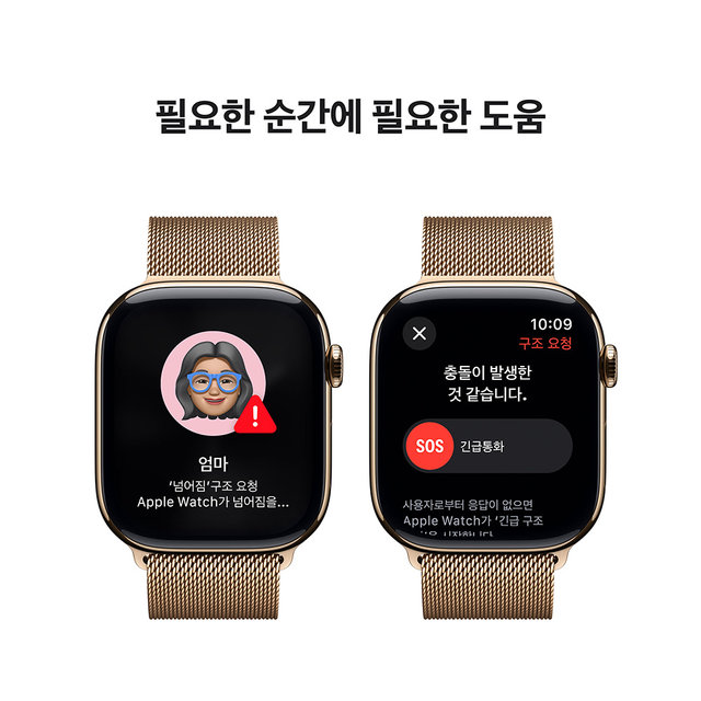 애플워치10 46mm, GPS+Cellular(골드 티타늄, 골드 밀레니즈 루프,S/M)-[MC7T4KH/A]