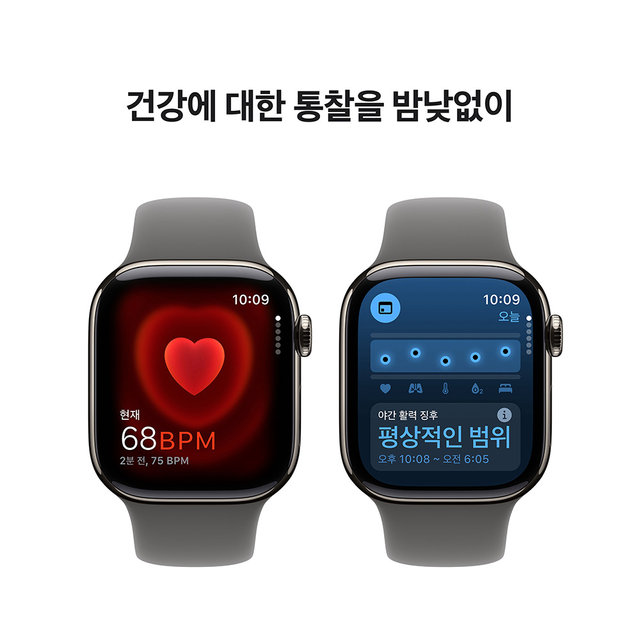 애플워치10 42mm, GPS+Cellular (내추럴 티타늄, 스톤그레이 스포츠밴드, S/M) -[MWXD3KH/A]