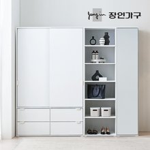 코라 1800 슬라이딩 옷장 세트 1200 서랍옷장 (선반형)+600 선반장