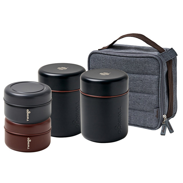 트윙고 클로버 보온도시락 5종 세트 1420ml 소프트블랙