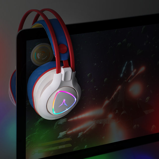 앱코 N980 진동 가상 7.1 RGB 게이밍 헤드셋 화이트 블루