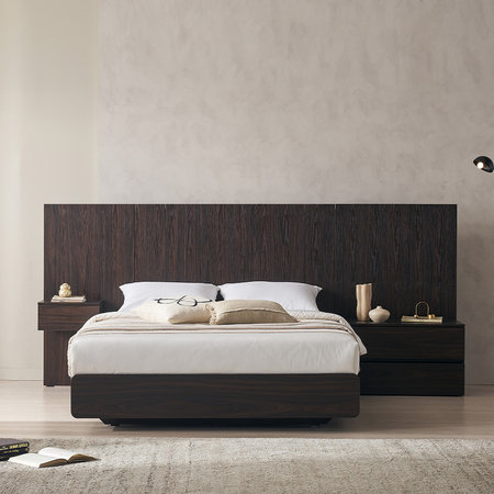 [비밀특가] 까르뎅차콜 E0등급 LED 호텔 평상형 침대 프레임 Q +협탁2(400,800)