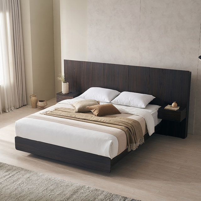 [비밀특가] 까르뎅차콜 E0등급 LED 호텔 평상형 침대프레임 퀸 Q