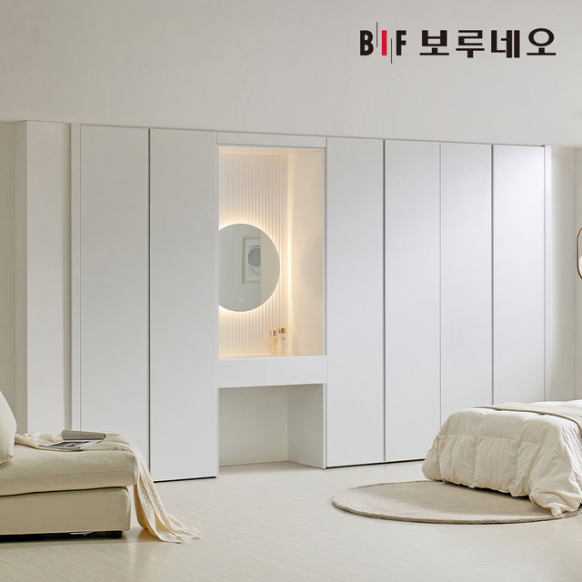 E0 히든그루브 무몰딩 붙박이장 360cm 매립형 손잡이 12자