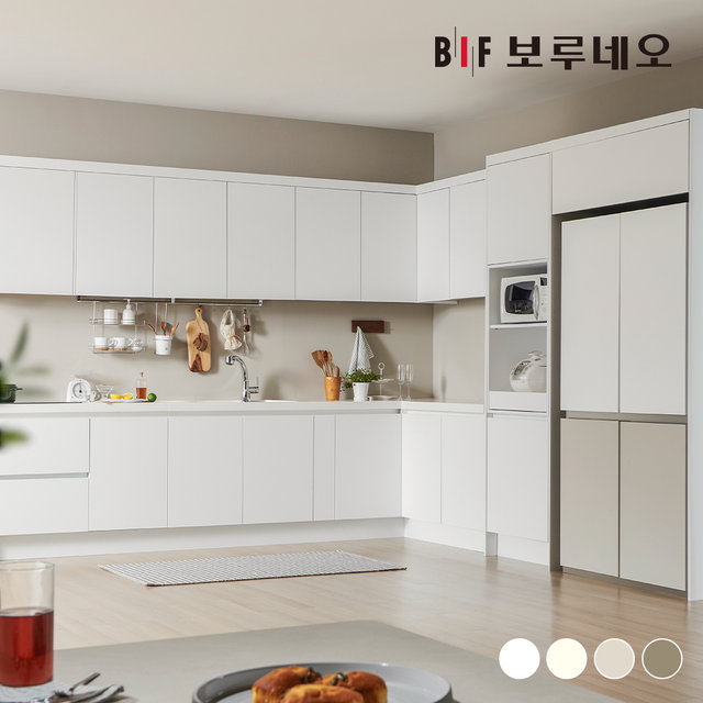 보루네오 나비드 주방 싱크대 시공 ㄱ자 5.1m 멀티 수납형 E0 PET소재