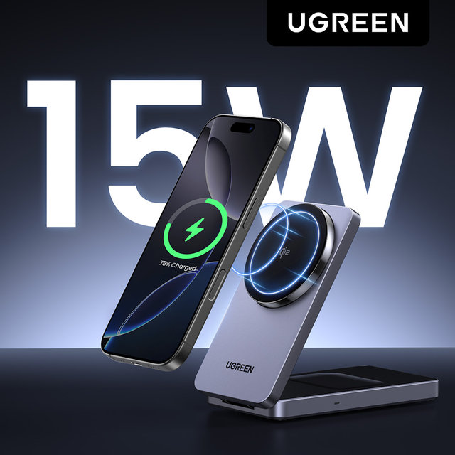 유그린 맥세이프 Qi2 무선 고속 폴더블 2in1 15W 충전기 W706