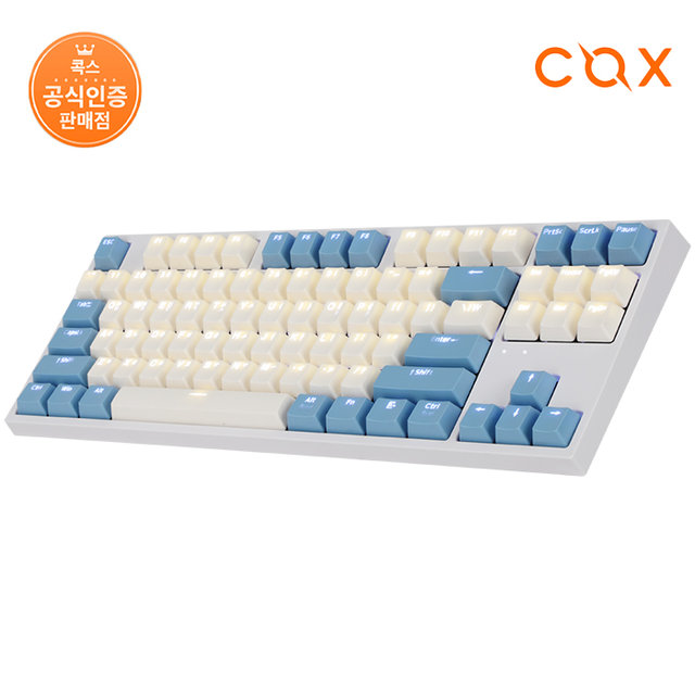 COX CK87 크림블루 게이트론 LED 게이밍 기계식키보드 크림블루
