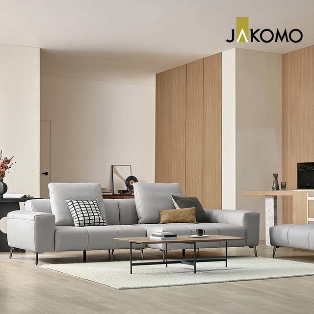 프라운 4인 반카우치 천연면피 소가죽 소파+스툴