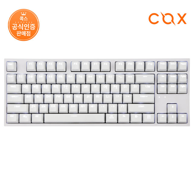 COX CK87 화이트 게이트론 LED 게이밍 기계식키보드 화이트(황축)