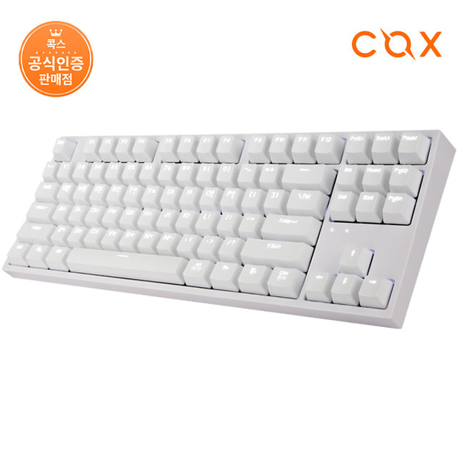 COX CK87 화이트 게이트론 LED 게이밍 기계식키보드 화이트(황축)