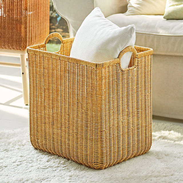 PP라탄 핸들 바스켓 사각 - L