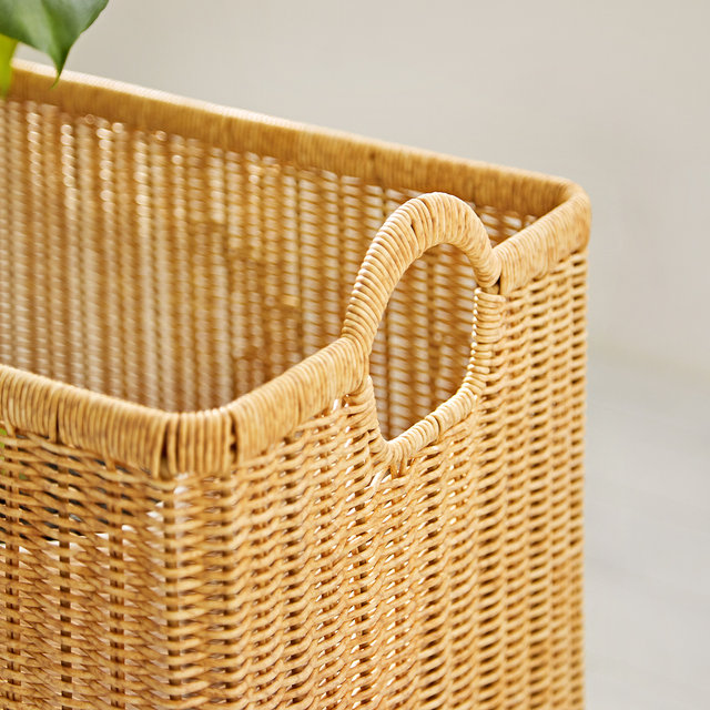 PP라탄 핸들 바스켓 사각 - L