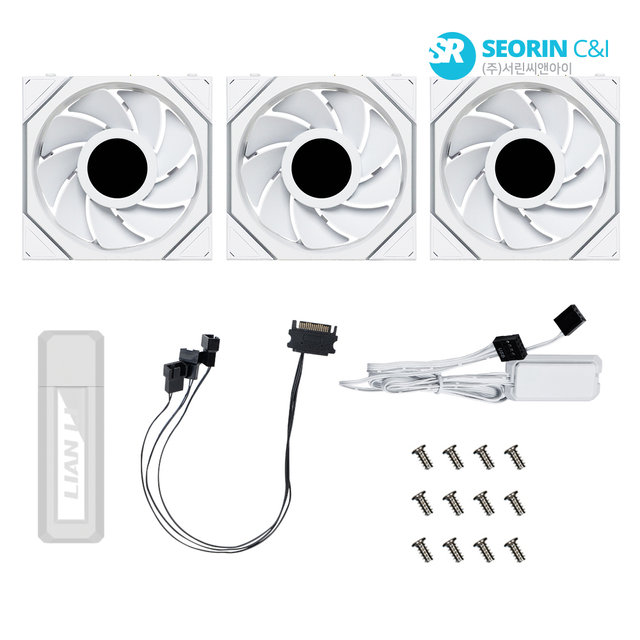 [서린공식] LIAN LI UNI FAN TL Wireless LCD 120 리버스 화이트 3팩