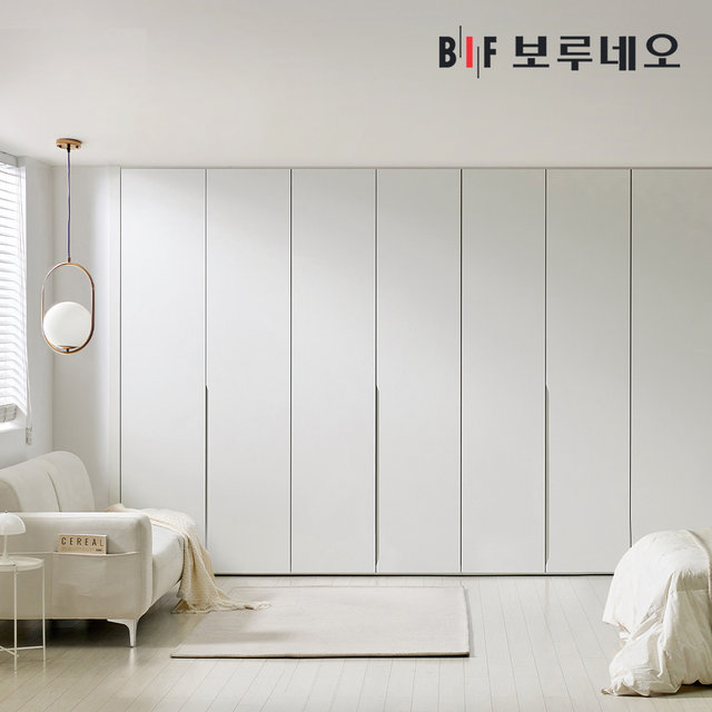 히든하프 여닫이 붙박이장 390cm 매립형 손잡이 13자