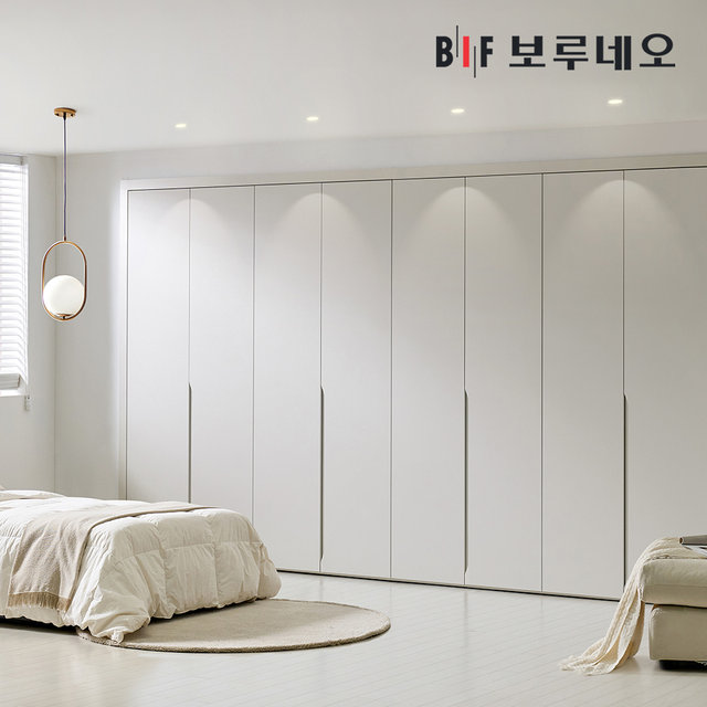 히든하프 여닫이 붙박이장 390cm 매립형 손잡이 13자