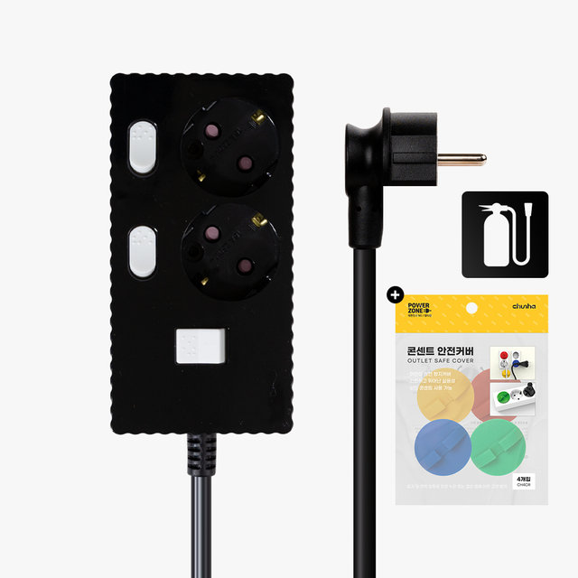 국산 프리미엄 자동소화 고용량 웨이브 개별스위치 멀티탭 2구 1.5m