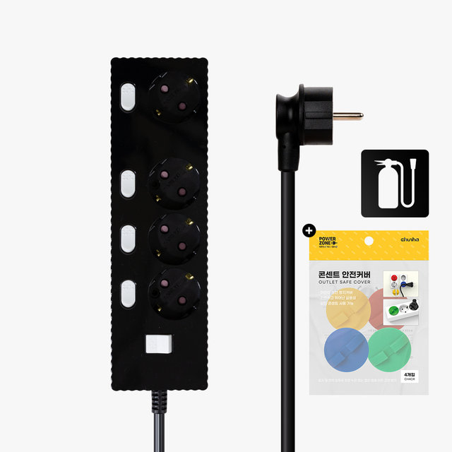 국산 프리미엄 자동소화 고용량 웨이브 개별스위치 멀티탭 4구 1.5m
