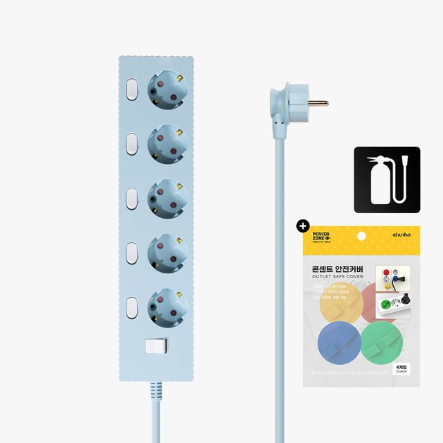 국산 프리미엄 자동소화 고용량 웨이브 개별스위치 멀티탭 5구 3m