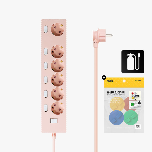 국산 프리미엄 자동소화 고용량 웨이브 개별스위치 멀티탭 6구 5m