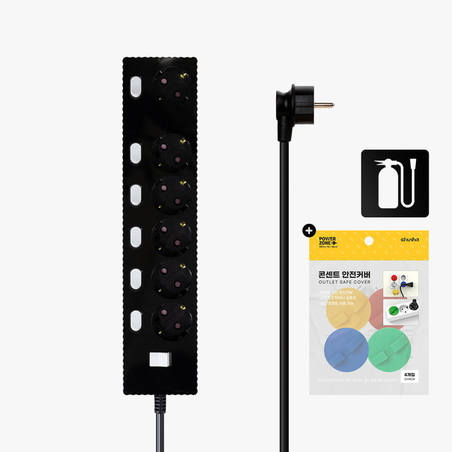 국산 프리미엄 자동소화 고용량 웨이브 개별스위치 멀티탭 6구 5m
